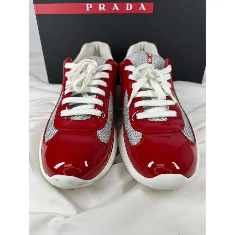 US Mens Size 9.5 Prada America Cup Red in Box SPB-JB 366788